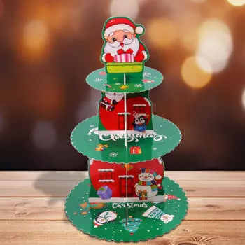 Рождественская стойка для десертов, стойка для показа тортов, выпечка, кексы, кексы для празднования Santa Claus