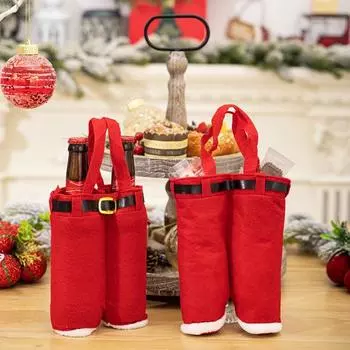 Рождественская сумка для бутылки вина Красные штаны Санты Чехол для бутылки вина Рождественская упаковка для вина