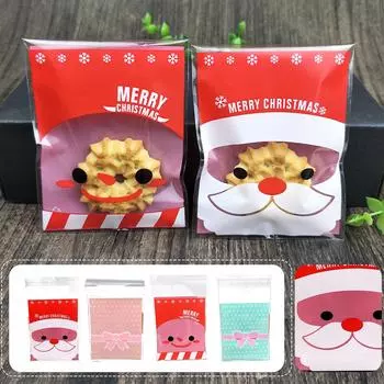 Рождественская сумка для конфет, 100 шт., сумка для закусок, подарочная сумка на шнурке, рождественская сумка зелёный