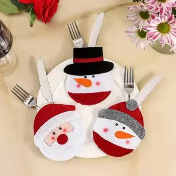 Рождественская сумка для посуды Полезная нежная легкая сумка для рождественской посуды Сумка с мультяшным безликим кукольным чехлом для столовых приборов Рождественский держатель для посуды D