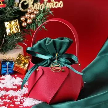 Рождественская сумка для яблок ручной работы своими руками, креативная этикетка с изображением оленя, подарочная коробка в канун Рождества, переносная коробка-бочка для подарков на праздники Merry christmas красный