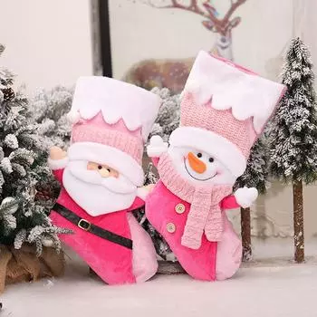 Рождественская сумка для закусок, экологически чистая с подвесной веревкой, легкая рождественская сумка для закусок, сумка для конфет Санта-Клауса, украшение для рождественской елки Snowman