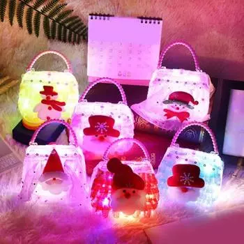 Рождественская сумка с ремешком из искусственного жемчуга, светящаяся праздничная детская подарочная сумка для рождественского праздничного украшения Random Style