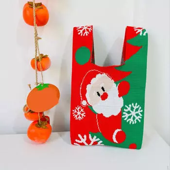 Рождественская сумка-тоут с Санта-Клаусом, универсальная, в стиле бохо, для вечеринок, работы, лета