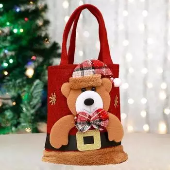 Рождественская сумочка с рисунком Санта-Клауса, снеговика, лося, подарочная сумка, большая вместимость, большая несущая способность, веселый рождественский декор, детский подарочный мешок, сумка для конфет B