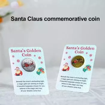Рождественская сувенирная монета Санта-Клаус Монета с изображением лося Металлическая коллекционная праздничная монета 1pc серебряный