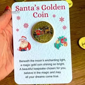 Рождественская сувенирная монета Санта-Клаус Монета с изображением лося Металлическая коллекционная праздничная монета для детей Подарочные рождественские вечеринки Чулки Наполнители 1pc серебряный