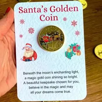 Рождественская сувенирная монета Yousheng, монета Санта-Клауса, лось, металлическая коллекционная праздничная монета для детей, подарок на рождественские вечеринки, чулки 1pc серебряный