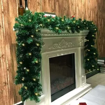 Рождественская светодиодная гирлянда из ротанга, декоративная для лестницы, каминной двери, подвесные рождественские украшения, рождественская елка, баннер из ротанга, подвеска