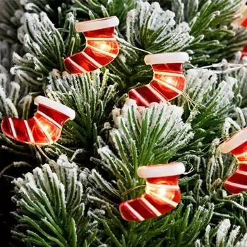 Рождественская светодиодная гирлянда Санта чулок снеговик колокольчик подарочная коробка световое украшение Snowman