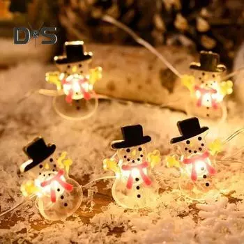 Рождественская светодиодная гирлянда Санта-Клауса, чулок, снеговика, колокольчика, подарочная коробка, украшение для дома, рождественская елка, новогоднее украшение Santa Claus