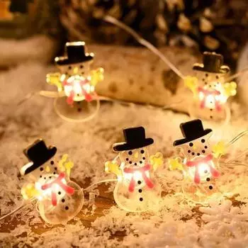 Рождественская светодиодная гирлянда Санта-Клауса, чулок, снеговика, колокольчика, подарочная коробка, украшение для дома, рождественская елка, новогоднее украшение Snowman
