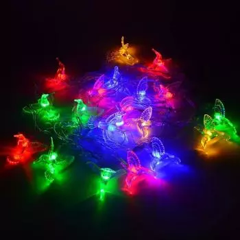 Рождественская светодиодная гирлянда в виде колибри, рождественские украшения, вечерние огни, ночник на батарейках, медный провод, украшение для патио 1.5m 10balls USB