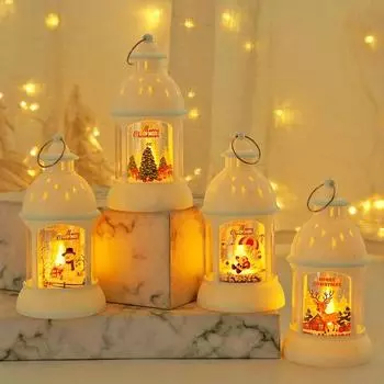 Рождественская светодиодная лампа Tealight, мягкое мерцание, питание от батареи, портативный фонарь Санта-Клауса, подвесной орнамент Santa Claus