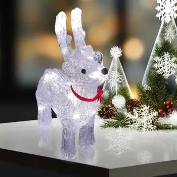 Рождественская светодиодная подсветка в виде оленя, акриловое украшение в виде оленя, работающее от батареек, настольная фигурка оленя для рождественского домашнего декора белый
