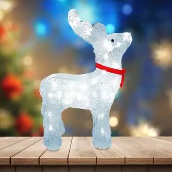 Рождественская светодиодная подсветка в виде оленя, акриловое украшение в виде оленя, работающее от батареек, настольное