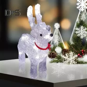 Рождественская светодиодная подсветка в виде оленя, акриловое украшение в виде оленя, работающее от батареек, настольная фигурка оленя для рождественского домашнего декора белый