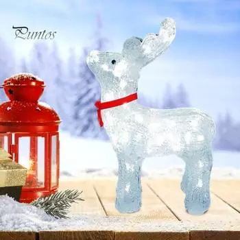 Рождественская светодиодная подсветка в виде оленя, акриловое украшение в виде оленя, работающее от батареек, настольная фигурка оленя для рождественского домашнего декора белый