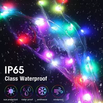 Рождественская светодиодная умная гирлянда RGBIC гирлянды приложение Bluetooth USB лента лампа водонепроницаемая гирлянда свадебное украшение на рождественскую елку