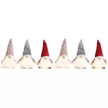 Рождественская светящаяся кукла-гном в шапке с пайетками для гостиной (Красный Розовый Серый) КДЕ