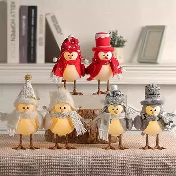 Рождественская светящаяся птица украшение стола статуэтка птицы украшения стола милые стоящие птицы