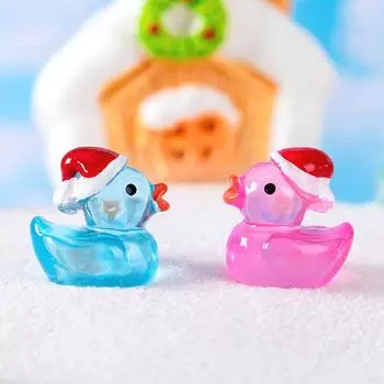 Рождественская светящаяся утка Микропейзаж Креативное мини-украшение для автомобиля Настольные маленькие украшения