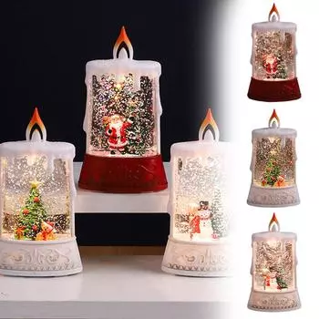 Рождественская светящаяся водная инъекция свечи ветер свет декор снежная музыка настольная рождественская коробка Ho D3F7 A-1pcs