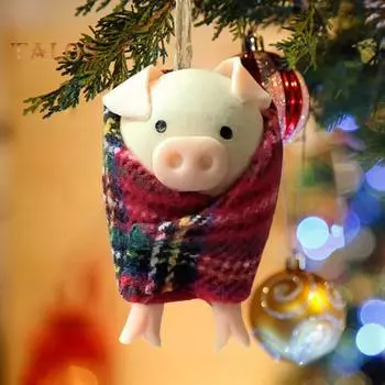 Рождественская свинья в одеяле, подвесное украшение для дома, офиса, рождественской елки, обертывание, украшение для животных, подвеска, свинья, любительница подарков на праздник A