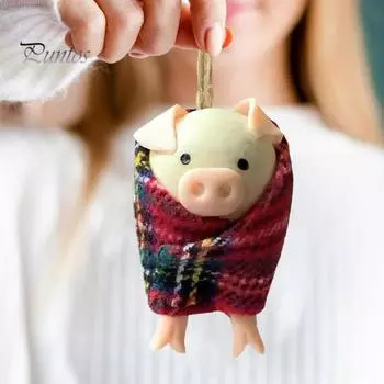 Рождественская свинья в одеяле, подвесное украшение для дома, офиса, рождественской елки, обертывание, украшение для животных, подвеска, свинья, любительница подарков на праздник красный