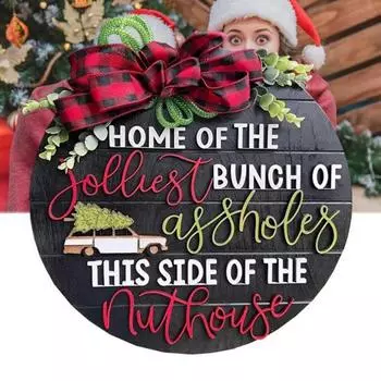 Рождественская табличка на дверь деревянная подвесная табличка венок на дверь для дома передняя комната задняя часть C