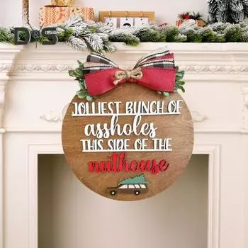 Рождественская табличка на дверь, деревянная подвесная табличка, венок на дверь для украшения стены задней двери в передней комнате дома, рождественский приветственный знак A