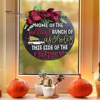 Рождественская табличка на дверь, деревянная подвесная табличка, венок на дверь для украшения стены задней двери в передней комнате дома, рождественский приветственный знак A