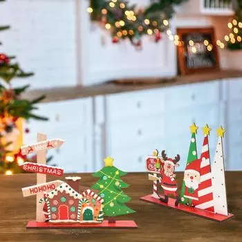 Рождественская табличка на стол деревянный снеговик Санта олень елочные украшения веселое рождественское украшение B