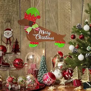 Рождественская такса Добро пожаловать дверной знак Крытый Открытый сад Передняя дверь Настенный висит