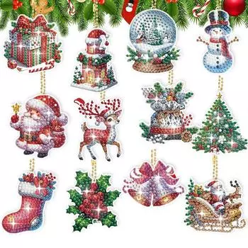 Рождественская тема 5D DIY Dots Подвеска Акриловые Стразы Алмазные Оконные Подвески Декор Для Садового Искусства T4Z5 Christmas pendant-12pcs