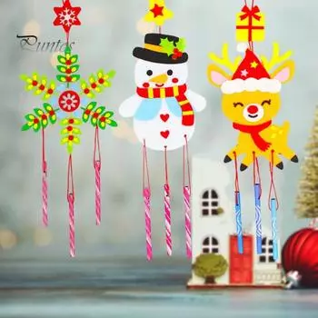 Рождественская тема, колокольчик ветра, сделай сам, рождественский снеговик, олень, Санта-Клаус, орнамент колокольчика ветра, нетканый колокольчик ветра