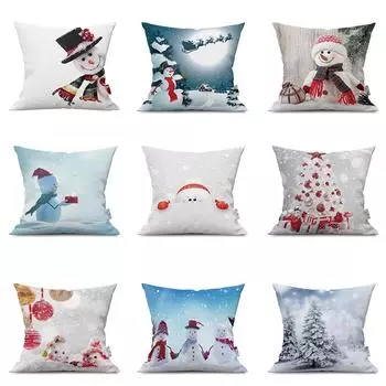Рождественская тема милый снеговик мультфильм милая наволочка диван автомобиль украшение дома 40x40cm
