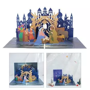 Рождественская тема Popup 3D Поздравительная открытка Фестиваль подарков Открытка ручной работы Праздничное украшение для праздника