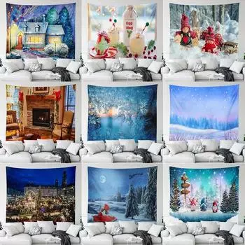 Рождественская тема Рождественская елка Лед и снег Гобелен Гостиная Диван Домашнее украшение Рождественский подарок 100x75cm