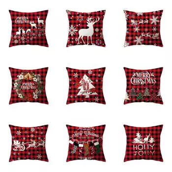 Рождественская тема Рождественская елка с принтом лося Чехлы для подушек для дома Гостиная Украшение дивана Подушка Наволочка 40X40CM