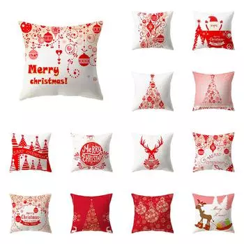 Рождественская тема с принтом лося, чехол для подушки для дома, гостиной, украшения дивана, квадратная подушка из полиэстера, наволочка 40X40CM