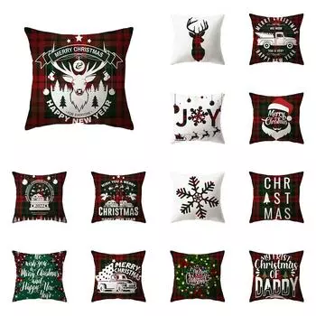 Рождественская тема с принтом лося, чехол для подушки для дома, гостиной, украшения дивана, квадратная подушка из полиэстера, наволочка 40X40CM