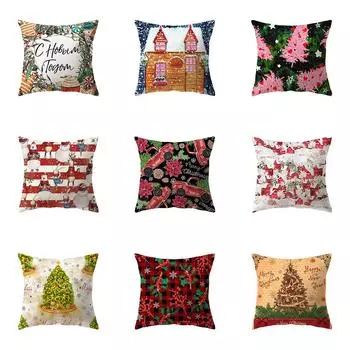 Рождественская тема с принтом лося, чехол для подушки для дома, гостиной, украшения дивана, квадратная подушка из полиэстера, наволочка 40X40CM