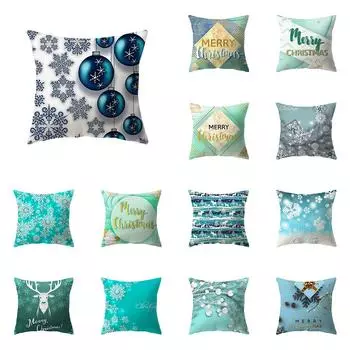 Рождественская тема с принтом снежинки, чехол для подушки, украшение для дома, гостиной, дивана, квадратная подушка, наволочка 40X40CM