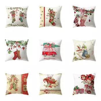 Рождественская тема Санта-Клаус с принтом наволочка для дома, гостиной, украшения дивана, полиэстеровая подушка, наволочка 40X40CM