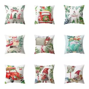 Рождественская тема Санта-Клаус с принтом, полиэстеровый чехол для подушки, домашняя гостиная, украшение для дивана, подушка, наволочка 40X40CM