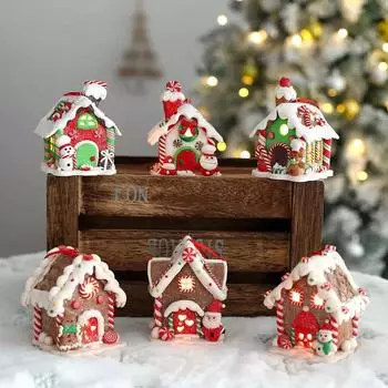 Рождественская тема светодиодный кулон снеговик пряничный Санта-Клаус светящийся домик мягкая керамика подвесное дерево украшение для дома новогодняя вечеринка