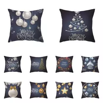 Рождественская тема, украшение для рождественской елки, печатный узор, полиэстер, чехол для подушки, украшение для дома, гостиной, дивана, наволочка 40X40CM