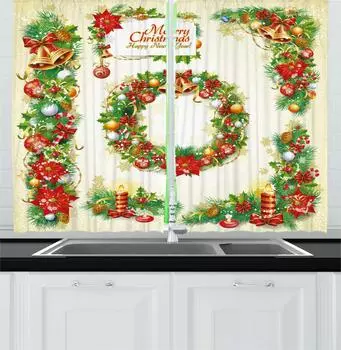 Рождественская тема занавески Рождественская елка колокольчик снеговик красные и зеленые соответствующие тканевые занавески для спальни гостиная окно с высокой степенью затемнения W55 X H120cm X 2&HOOK