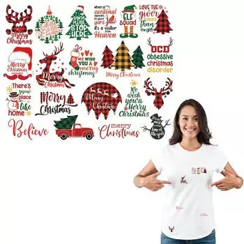 Рождественская термонаклейка, нашивка, художественные штаны, джинсы, термопресс, аппликация, одежда, Parches Ropa Diy, толстовки, нашивка для зимней одежды 25x20cm